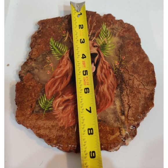 Hand Painted Agate Slab Art Of Irish Setter Dog Portrait 8.5x7" Signed - Picture 12 of 13